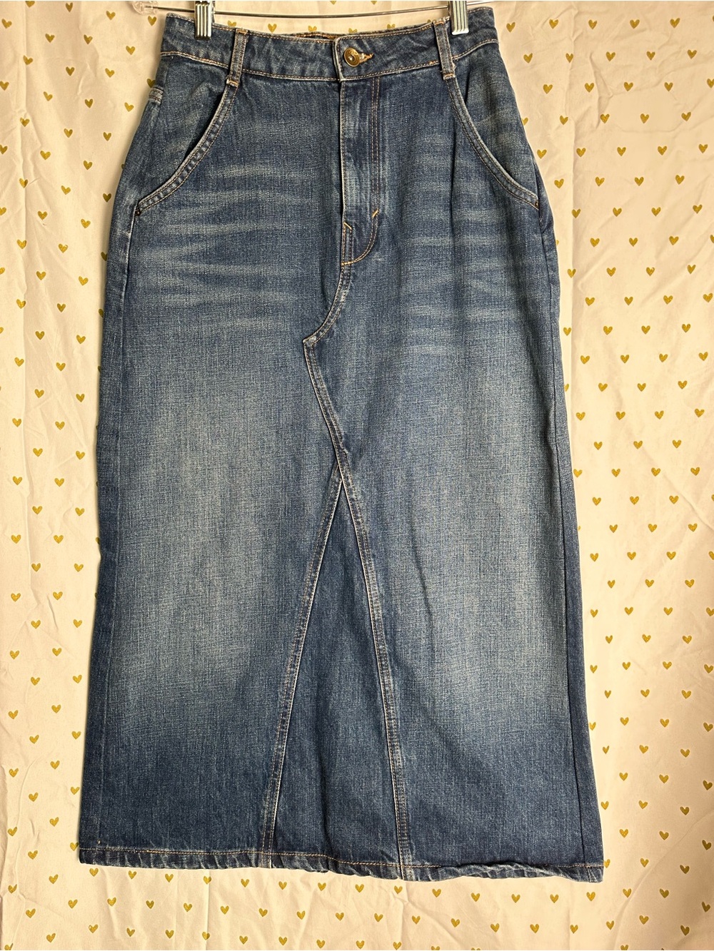 Zara Denim Patchwork Maxi Skirt like new Size Med